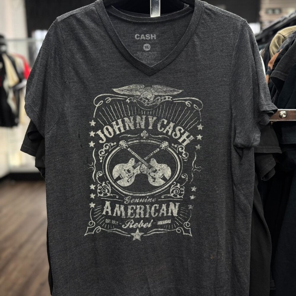 Vintage Johnny Cash Man in Black T-Shirt | Women’s XL Country Music Graphic Tee